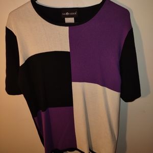 Sag Harbor Black,White,Purple Woman's Blouse. Size: Extra Large